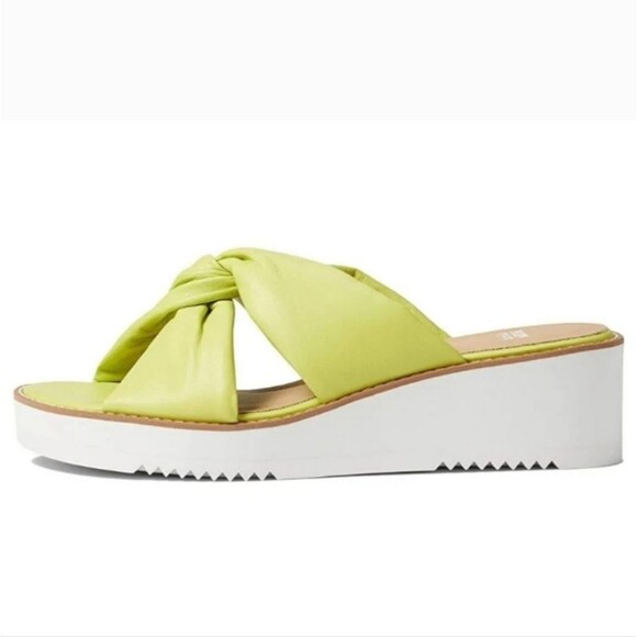 Eileen Fisher Bene Leather Platform Puffy Wedge Sandals Citrus Nappa Size 6 - Picture 15 of 15